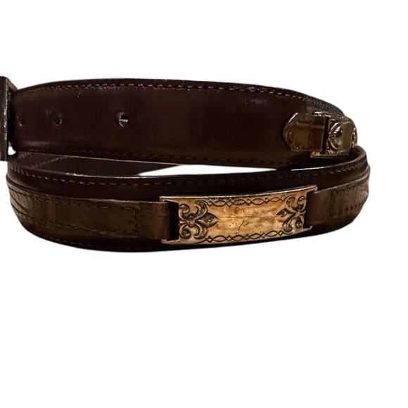 Vintage Brighton Women’s Large Brown Leather Belt with Silver Tabs and Buckle main image 5